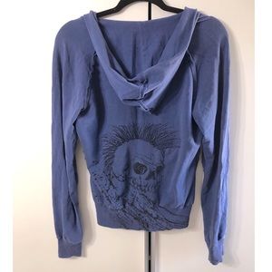 One of a kind Skull zip-up sweater